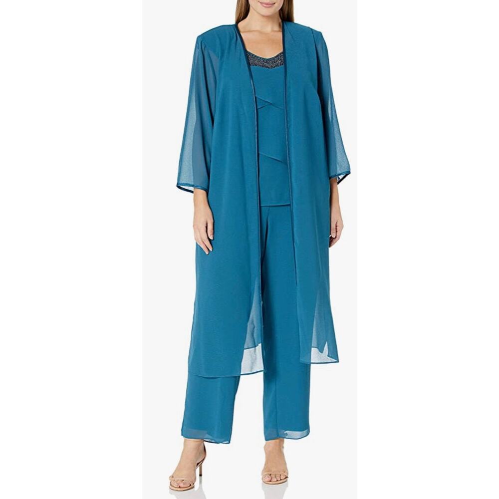 3 Piece Embellished Neck Line Pant Suit- Size 10
